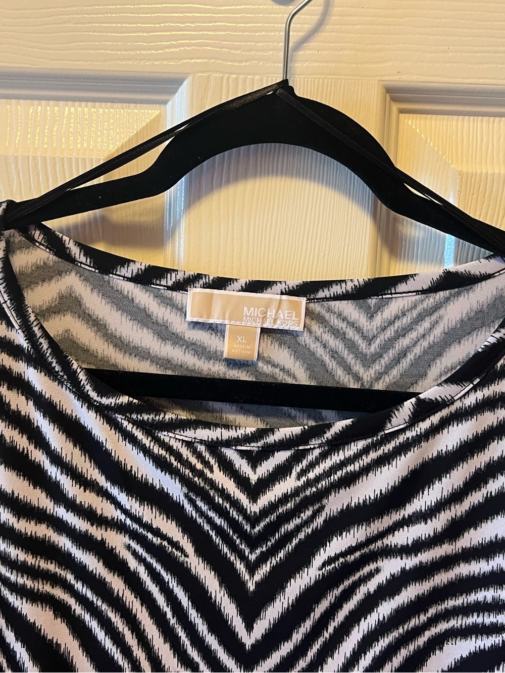 🖤 Michael Kors Zebra Print Shift Dress XL Black White Green Long Sleeve - Picture 11 of 11